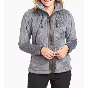 Kuhl Women Jacket Flight Fleece Flint Grey Hood Sz Large